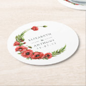 水彩けし花の素朴なカントリーウェディング ラウンドペーパーコースター (アングル)