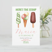 水彩ここではスクープ誕生日の招待状 招待状 (スタンド正面)