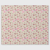 水彩さくらんぼお洒落可愛パーソナライズされた ラッピングペーパー (フラット)