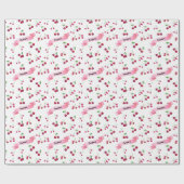 水彩さくらんぼお洒落可愛パーソナライズされた ラッピングペーパー (フラット)