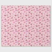 水彩さくらんぼかわいいガーリーピンクパーソナライズされた色 ラッピングペーパー (フラット)