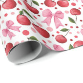 水彩さくらんぼと湾曲形 ラッピングペーパー (ロールコーナー)