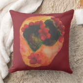 水彩さくらんぼと緑のトゲのサボテン クッション (ブランケット)