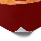 水彩さくらんぼと緑のトゲのサボテン ポスター (角)