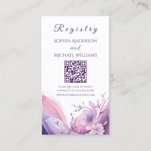 水彩さくらんぼの花 – レジストリ – ハネムーン 名刺 (正面)