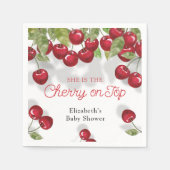 水彩さくらんぼオントップベビーモダンシャワー スタンダードカクテルナプキン (正面)