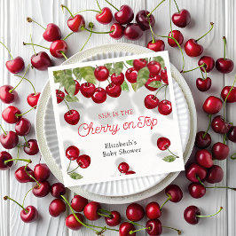 水彩さくらんぼオントップベビーモダンシャワー スタンダードカクテルナプキン