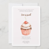 水彩さくらんぼカップケーキベビーシャワー招待状 招待状 (正面)