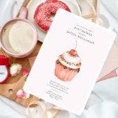 水彩さくらんぼカップケーキベビーシャワー 招待状