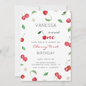 水彩さくらんぼガールファースト誕生日招待状 招待状 (正面)