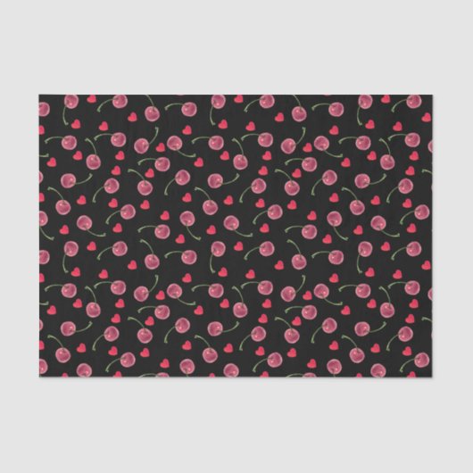 水彩さくらんぼハート 薄葉紙 (正面)