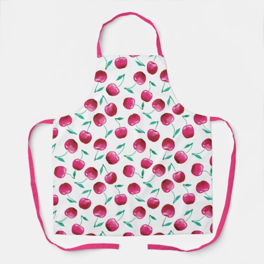 水彩さくらんぼパターン エプロン (正面)