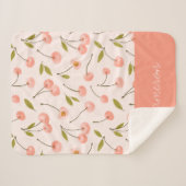 水彩さくらんぼパターン シェルパブランケット (正面(横))