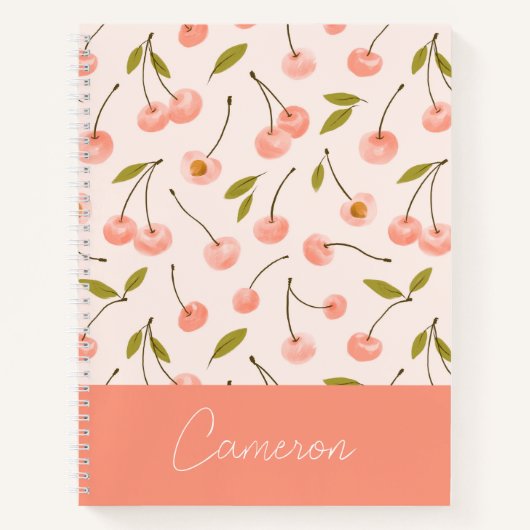 水彩さくらんぼパターン ノートブック (正面)