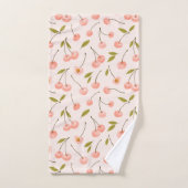 水彩さくらんぼパターン バスタオルセット (ハンドタオル)