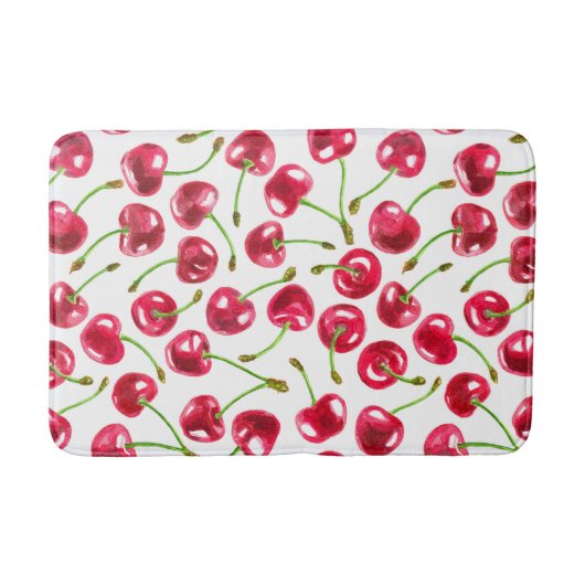 水彩さくらんぼパターン バスマット (正面)