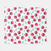 水彩さくらんぼパターン フリースブランケット (正面(横))