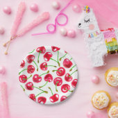 水彩さくらんぼパターン ペーパープレート (パーティー)