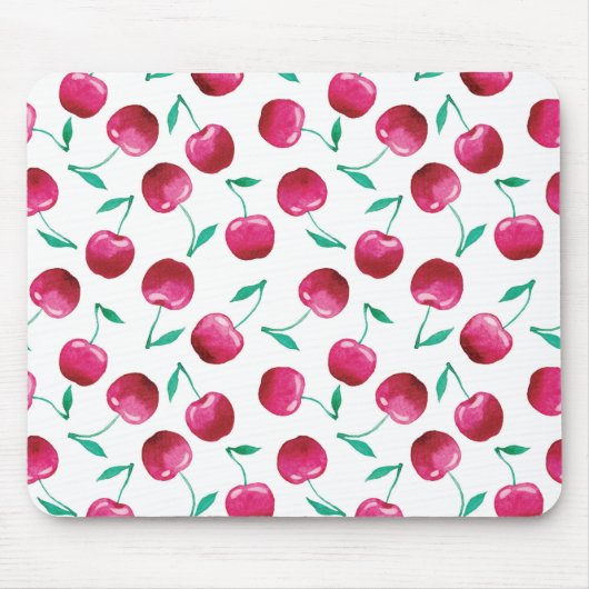 水彩さくらんぼパターン マウスパッド (正面)