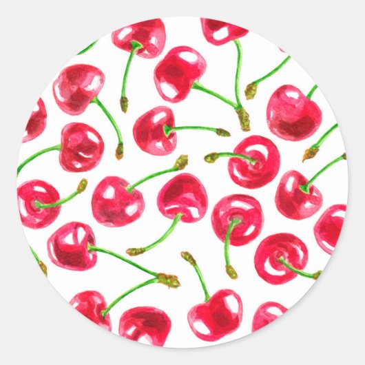 水彩さくらんぼパターン ラウンドシール (正面)