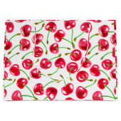 水彩さくらんぼパターン ラージペーパーバッグ (正面)