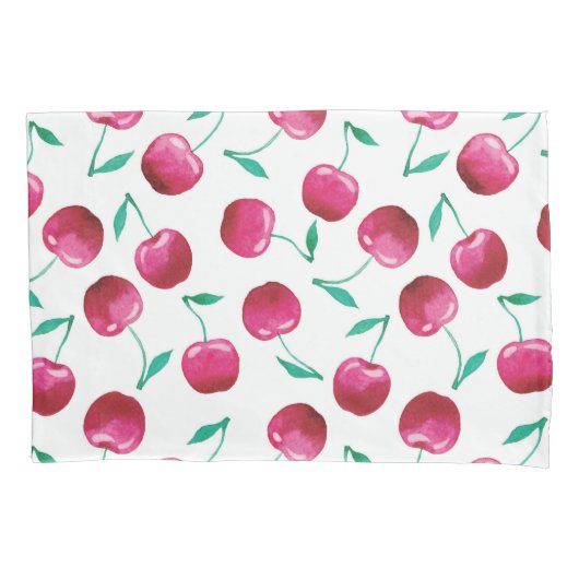 水彩さくらんぼパターン 枕カバー (正面左)