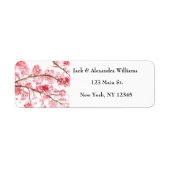 水彩さくらんぼブロッサムピンク差出人住所 ラベル (正面)