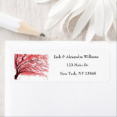 水彩さくらんぼブロッサムピンク差出人住所 ラベル (インサイチュ)