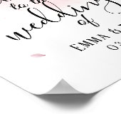 水彩さくらんぼブロッサムピンク結婚フローラのサイン ポスター (角)