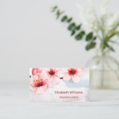 水彩さくらんぼブロッサムピンク赤面 | Qrコード 名刺 (スタンド正面)