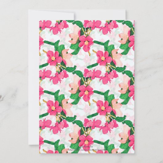 水彩さくらんぼブロッサムピンク&ホワイトフローラ 招待状 (裏面)