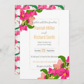 水彩さくらんぼブロッサムピンク&ホワイトフローラ 招待状 (正面/裏面)