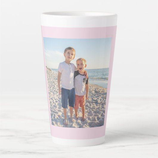 水彩さくらんぼブロッサムファミリーフォトパーソナライズ カフェラテマグ (正面)