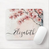 水彩さくらんぼブロッサムフローラガーリースクリプト名 マウスパッド (マウス)