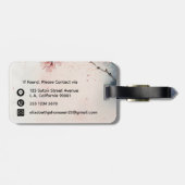 水彩さくらんぼブロッサムフローラガーリースクリプト名 ラゲッジタグ (裏面横)