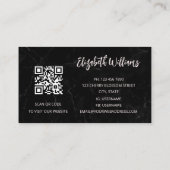 水彩さくらんぼブロッサムブラックマーブル | Qrコード 名刺 (裏面)