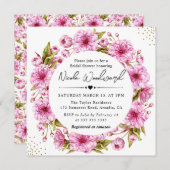 水彩さくらんぼブロッサムリースブライダルシャワー 招待状 (正面/裏面)