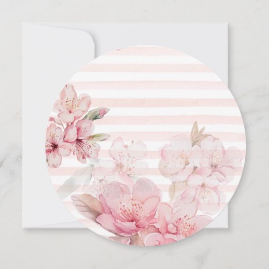 水彩さくらんぼブロッサムリースブライダルシャワー 招待状 (裏面)