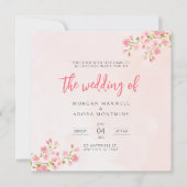 水彩さくらんぼブロッサム春スクエア結婚ズ 招待状 (正面)