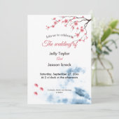 水彩さくらんぼブロッサム結婚フローラ  招待状 (スタンド正面)