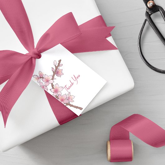 水彩さくらんぼブロッサム結婚式の引き出物 ギフトタグ