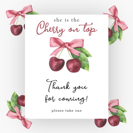 水彩さくらんぼベビーシャワー – ありがとう ポスター