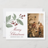 水彩さくらんぼメリークリスマスファミリーフォト シーズンカード (正面)