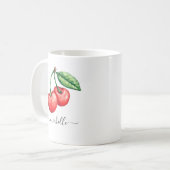 水彩さくらんぼモノグラム コーヒーマグカップ (正面左)