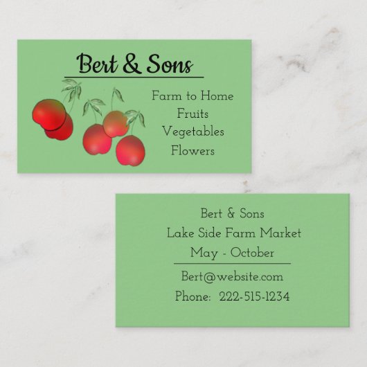 水彩さくらんぼ名刺 名刺 (正面/裏面)