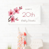 水彩さくらんぼ咲きピンク白 横断幕 (インサイチュ)