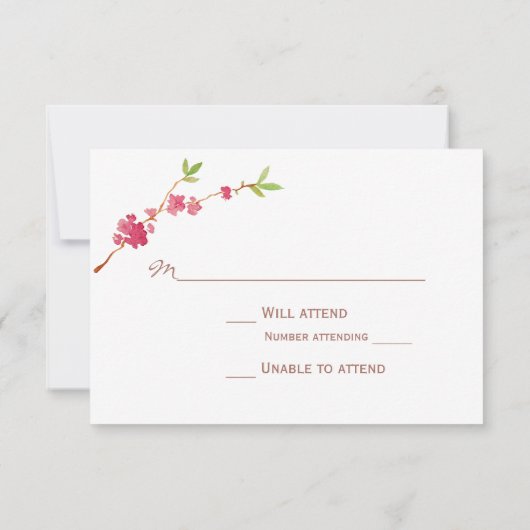 水彩さくらんぼ咲き出花 出欠カード (裏面)
