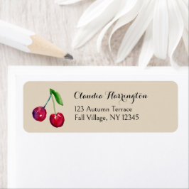 水彩さくらんぼ手絵を描型自然 ラベル