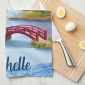 水彩さくらんぼ春ガーデン日本の キッチンタオル (四つ折り)