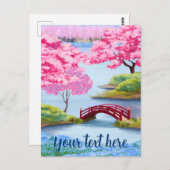 水彩さくらんぼ春ガーデン日本の ポストカード (正面/裏面)